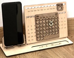 Wooden Desk Calendar & Phone Stand Combo